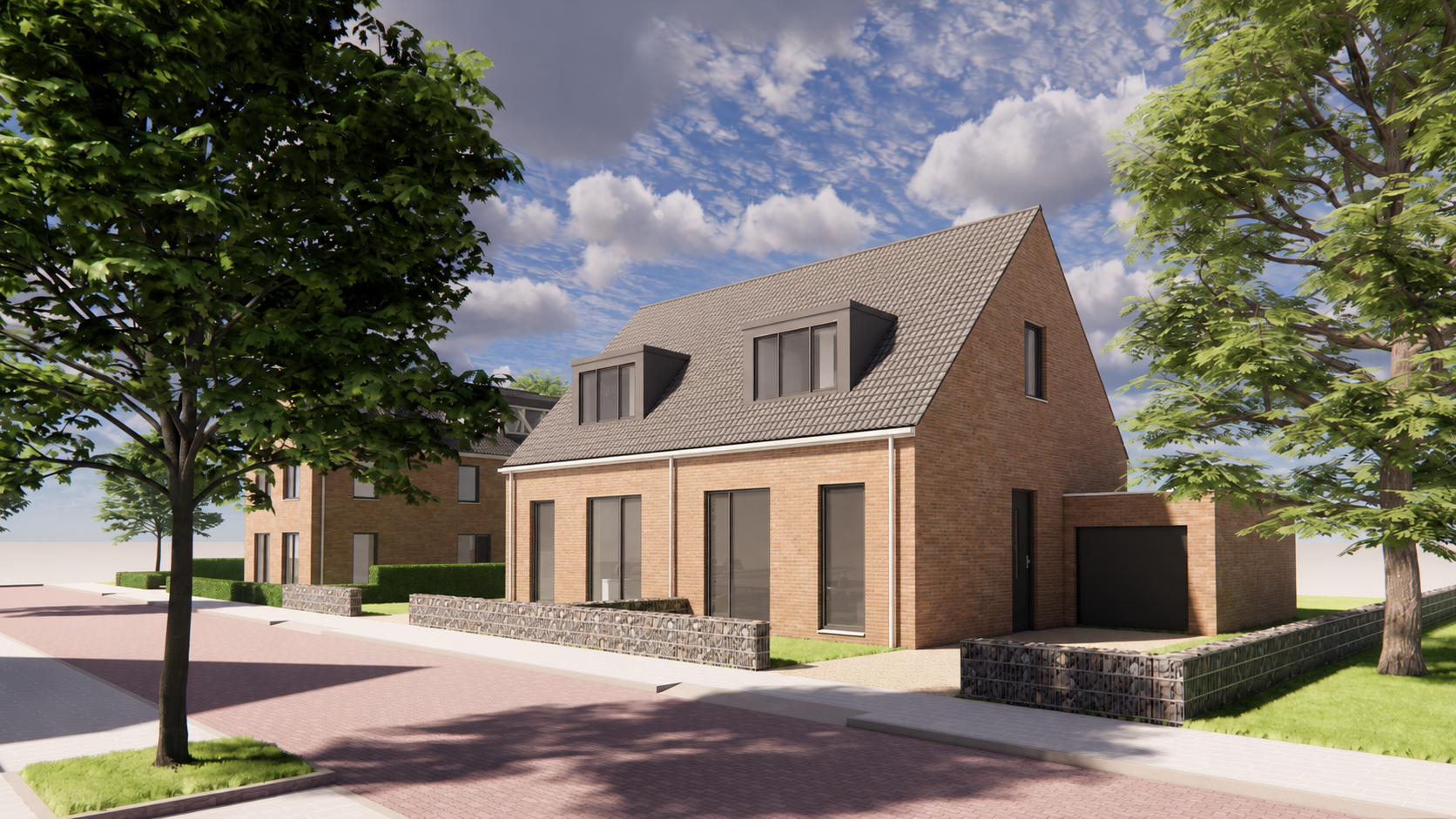 Twee-onder-één-kapwoning met twee woonlagen